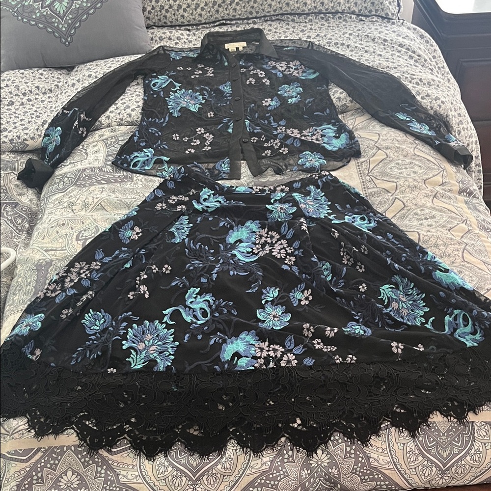 Sachin + Babi Black and Blue Floral Set